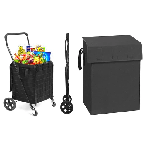 Kiffler Folding Shopping Cart for Groceries with Liner