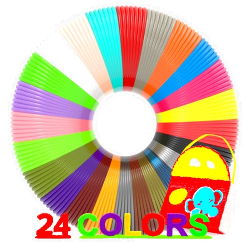 Dikale 3D Printing Pen Refills PLA Filament 1.75mm 24 Vibrant Colors 240 Feet, Each Color 3 Meters (10 Feet) - 250 Stencils eBooks - Fit for SCRIB3D P1 and MYNT3D Pens