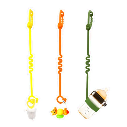 ETETOO Toy Straps for Baby – 3 Pack Adjustable Silicone Toy Straps for Baby and Sippy Cup Straps for Strollers, High Chairs, Cribs, Car Seats, Food Grade Silicone, BPA Free (Orange+Yellow+Olive)