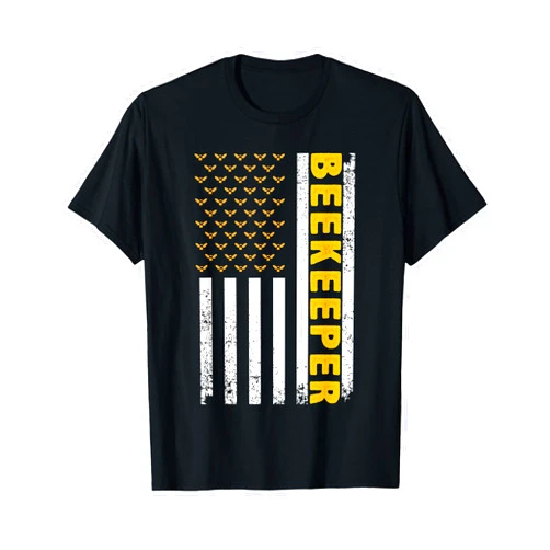 Best Bee Themed Gift Beekeeper Accessories & Stuff Beekeeper For Men Women Beekeeping American Flag Bee Lover T-Shirt