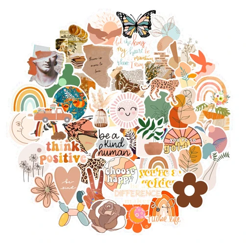 CAKOLINK Vintage Aesthetic Stickers 50 Pcs, Vinyl Waterproof Stickers for Water Bottles Laptop Phone Computer Guitar (1)
