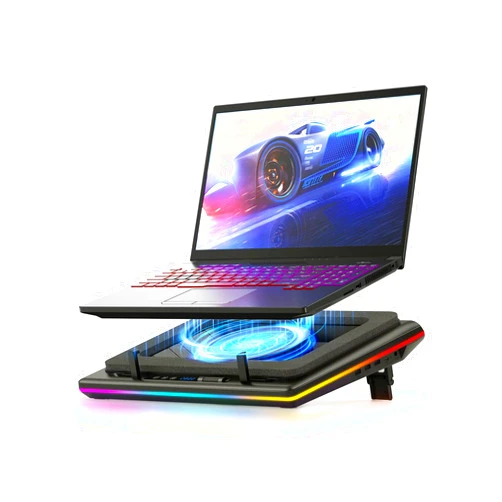 llano V12 RGB Laptop Cooling Pad, Gaming Laptop Cooler with 5.5 Inch Powerful Turbofan, Fast Cooling Laptop 15.6-21in, Adjustable Speed, Touch Control, LCD Screen, Black (RGB)