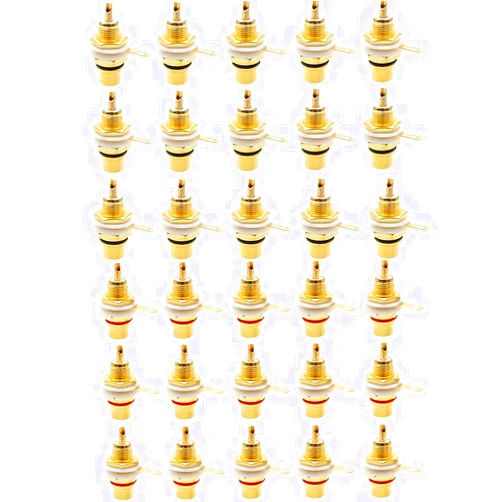 Jing RCA Panel Mount Chassis Socket Plug Jack Gold Plated Female Connector Red Black - （30 Pcs）