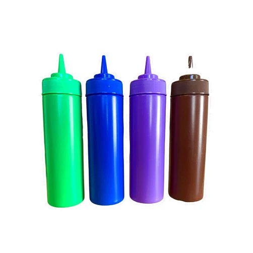 bark and lindy Rainbow Colors BPA Free Food Prep 12 oz Plastic Condiment Squeeze Bottle with Twist On Cap for Hot Sauces Ketchup Mustard Mayo Bundle of 4 Colors