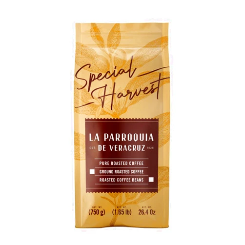 LA PARROQUIA DE VERACRUZ - Special Harvest, Bag of Ground Coffee, Roasted and Traditional, 750 g, 100% Pure Coffee, 10% Pure Coffee