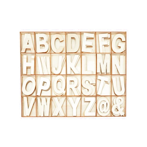Bright Creations Unfinished Wooden Letters, Symbols, Storage Tray, 3 Inch Alphabet (112 Pieces)
