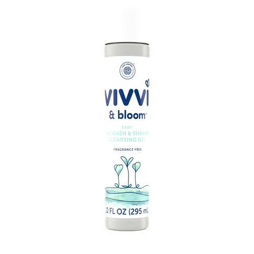 Vivvi & Bloom Gentle 2-in-1 Baby Wash & Shampoo Cleansing Gel, Leaves Sensitive Skin Feeling Healthy & Moisturized, Fragrance-Free, Formulated Without sulfates, paraben, & Dyes, 10 fl. Oz
