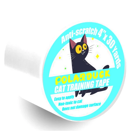 Polarduck Anti Cat Scratch Tape: 4 inches x 30 Yards Cat Training Tape 100% Transparent Clear Double Sided Cat Scratch Deterrent Tape Furniture Protector for Couch, Carpet, Doors, Pet & Kid Safe