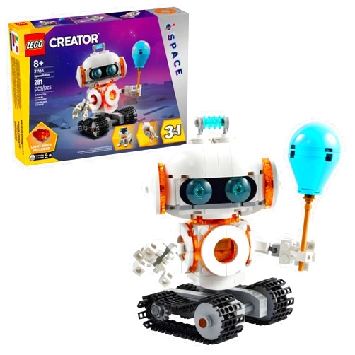 LEGO Creator 3 in 1 Space Robot Toy - Building Toy with 3 Options, Robot, Spaceship, or Robot Dog - Building Kit for Kids, Boys and Girls, Ages 8+ - Gift Idea for Birthdays - 31164