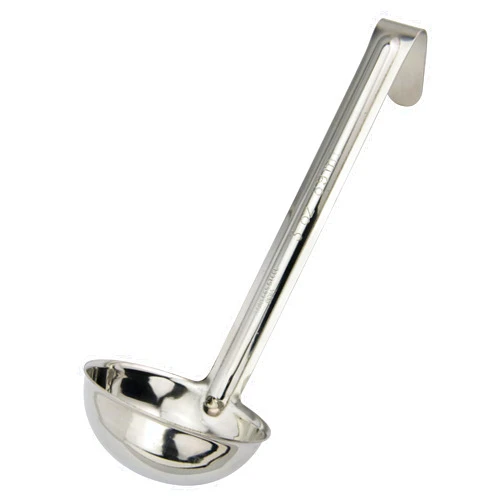 Winco LDI-30SH, 3 Oz Stainless Steel Soup Ladle with 6-Inch Handle, One Piece Sauce Portioner, Solid Serving Spoon, NSF