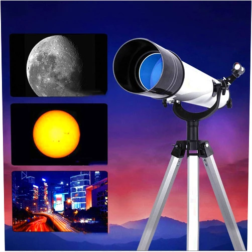 CRKY Telescope Refracting Mirror Oscilloscope - 80mm Aperture and 700mm Focal Length, Multi-Layer Coating, with Adjustable Tripod, HD Mobile Phone Adapter
