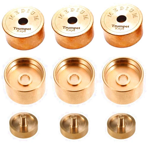 TUOREN 9pcs Trumpet Trim Kit Bach Trumpet Bottom Valve Cap Weighted for Improving the Sound MEDIUM, Raw Brass