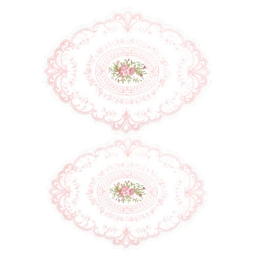 uxcell 2Pack Retro Lace Placemat 12x16-in Oval Embroidered Table Place Mats French Crochet Doilies Coasters Cup Mat for Home Wedding, Pink