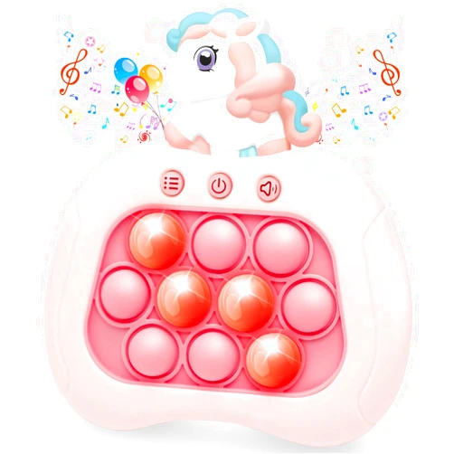 Intoypad Quick Push Pop Fidget Game Toys, Rainbow Unicorn Light Up Fidget Toys Electric Pop Bubble Game Controller Handheld Puzzle Sensory Toys Birthday for Kids Girls 2024
