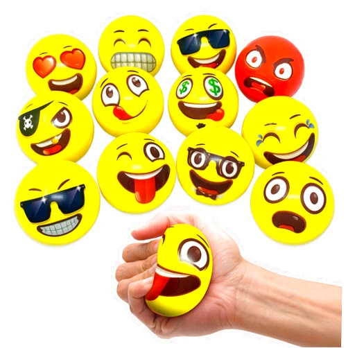 DesignSavy Oji-Moji Party Pack 12 Emoji Stress Balls, Stocking Stuffers for Kids,, Stress Relief, Fidget Kids Toys, Therapy Squeeze, Special Need, Anxiety, Motivation, ADHD, Autism, Team Building