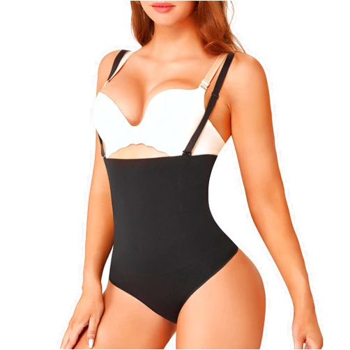 FIVEGOGO Thong Shapewear for Women Tummy Control Panties 3 In 1 Seamless Slim Body Shaper High Waist Underwear