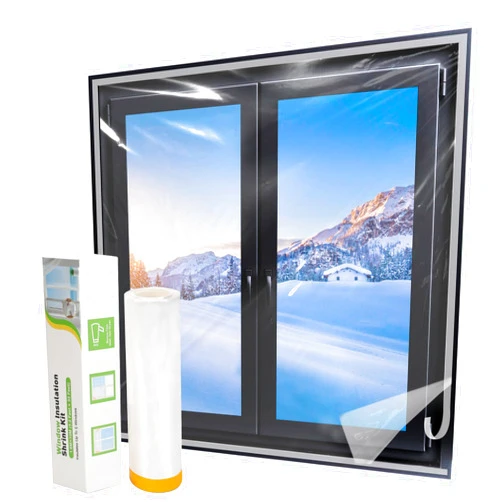 Augblinds Window Insulation Kit for Winter Fits up to 6 Windows, Plastic Window Winterizing Seal Kit 47 Inch×32 Ft with Double-Sided Tape, Heavy Duty Rolled Shrink Film Easy Installation, Clear