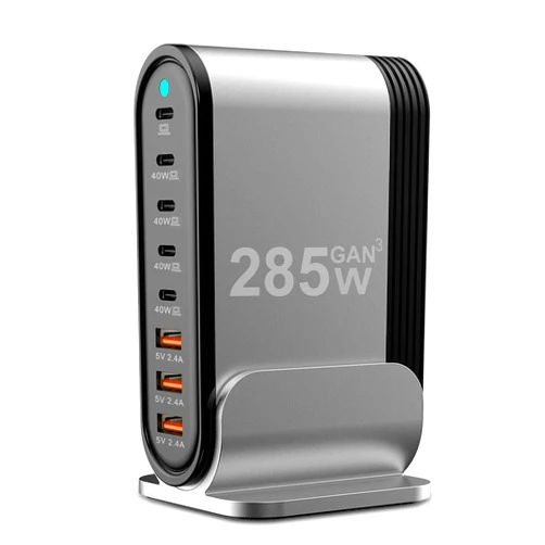 YTFCYIKBG USB C Fast Charger : Fast Charging Station : 285W-8 Port Desktop Multiple Devices Power Adapter for Laptop MacBook Pro/Air, DELL, Tablet iPad Pro/Air, iPhone 16/15/14, Galaxy S23/22