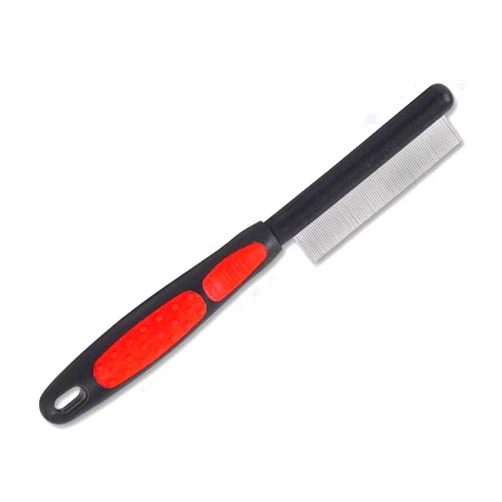 Ryan's Pet Supplies Paw Brothers Flea Comb for Small and Large Dogs and Cats with Handle, Professional Dog Grooming Kit and Supplies, Puppy Essentials, Black and Red, 8.8 Inches