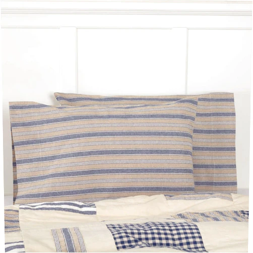 Piper Classics Doylestown Blue Ticking Standard Size Bed Pillow Cases, Set of 2, 21