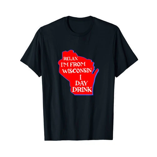 Wisconsin Vacation Women Apparel Gifts Wisconsin State Tee Supports Day Drinking Funny Travel Girls T-Shirt