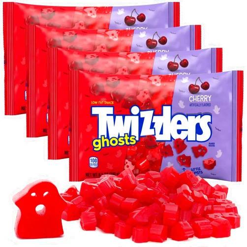 KATIE’S KANDY KORNER Halloween TwizzlersCherry Ghosts, 4 Bags of TwizzlersHalloween Candy 8.5oz Each, Delicious TwizzlersGhosts Cherry Candy, Perfect Halloween Themed Candy for Party Favors, & Festive Treats