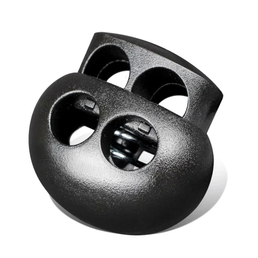 DYZD Plastic Cord Lock End Toggle Double Hole Spring Stopper Fastener Slider Toggles End (Black,10 PCS)