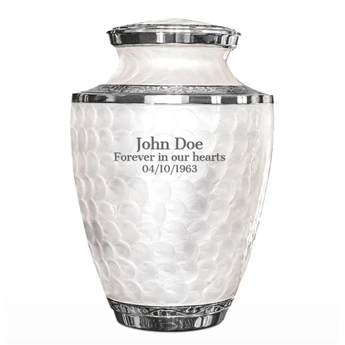 Trupoint Memorials Personalized Cremation Urns for Human Ashes - Custom Engraved Decorative Urns, Urns for Human Ashes Female & Male, Urns for Ashes Adult Female, Funeral Urns - Pearl White, Large