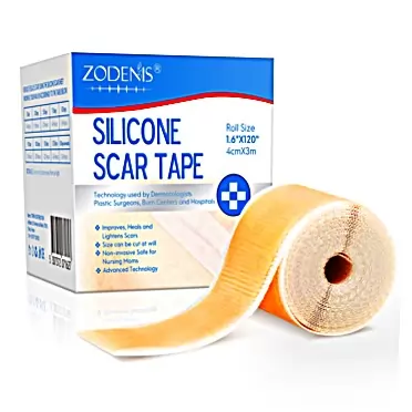 ZODENIS Silicone Scar Sheets (1.6” x 120”), Silicone Scar Tape Roll, Silicone Gel Scar Removal Treatment, Medical Grade, Reusable, Professional Scar Removal Sheets for C-Section, Surgery, Burn, Keloid, Acne