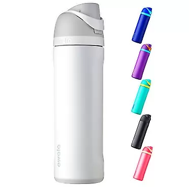 Owala FreeSip Insulated Stainless Steel Water Bottle with Straw for Sports and Travel, BPA-Free, 24-Ounce, Shy Marshmallow 24-Ounce Shy Marshmallow