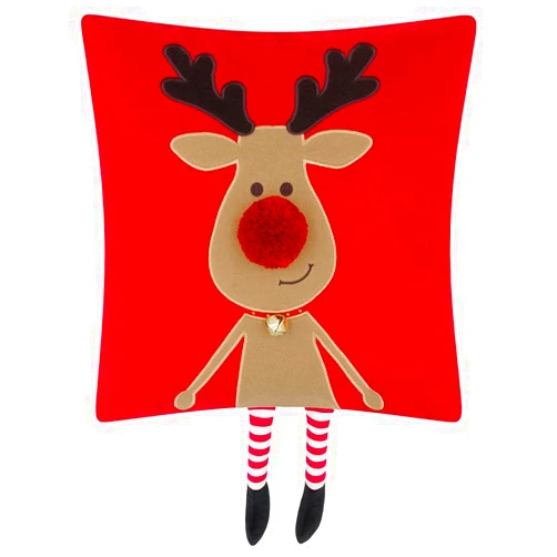 ELSKERJW Christmas Decorations Pillowcase, Xmas Pillow Covers, Deer Accent Square Pillowcase for Couch Sofa Retro Home Bed Holiday Xmas Farmhouse Couch Christmas Red 18 x 18 Inch Red