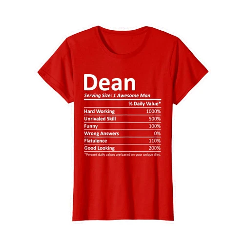 Custom Christmas Father's Day Men Nutrition Facts Dean Nutrition Funny Birthday Personalized Name Gift Idea T-Shirt