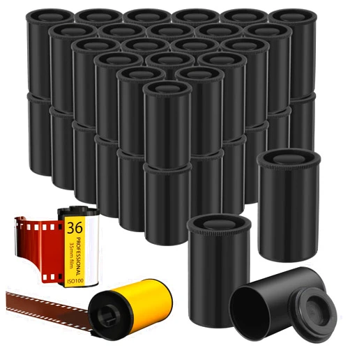 Wenqik 50 Pcs Film Canisters with Caps 35 mm Plastic Film Canister Holder Camera Reel Containers Empty Film Containers with Lids for Beads Fish Hook Keys Small Accessories Storage(Black)