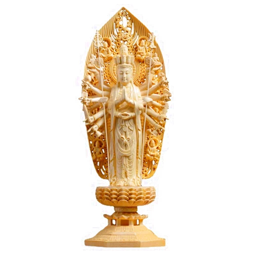 MOBEDICN Thousand-Hand Quan Yin Statue,Cypress Wood Kwan Yin Buddha Statue Figurines Home Office Feng Shui Decor,Goddess Female Buddha Guan Yin Sculpture Zen Decor