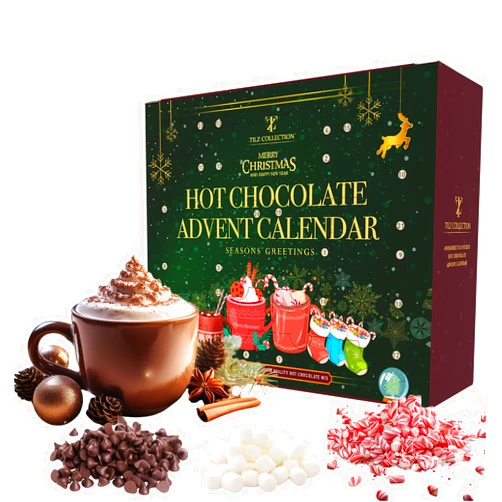 Tilz Hot Chocolate Advent Calendar 2024 - Gourmet Luxury 24 Hot Chocolate Selection Variety Flavours - Hot Chocolate Set Food Advent Calendars Gifts Set For Men Women Children