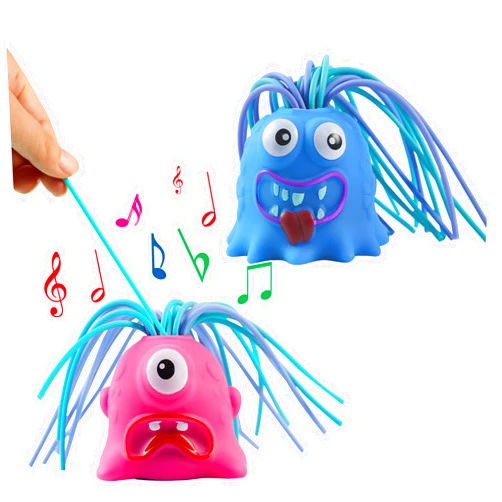 Gzrnje Fun Hair Pulling Fidget Screaming Monster Toys 4Pcs,Screaming Monster Toys,Venting Novelty Toys and Anti Worry Toys for 3 4 5 6 7+ Kids Boys Girls(4PC) (Blue)
