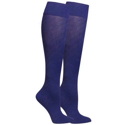NuVein 15-20 mmHg Travel Compression Socks for Women & Men to Reduce Swelling, Knee High, Closed Toe, Navy, Large