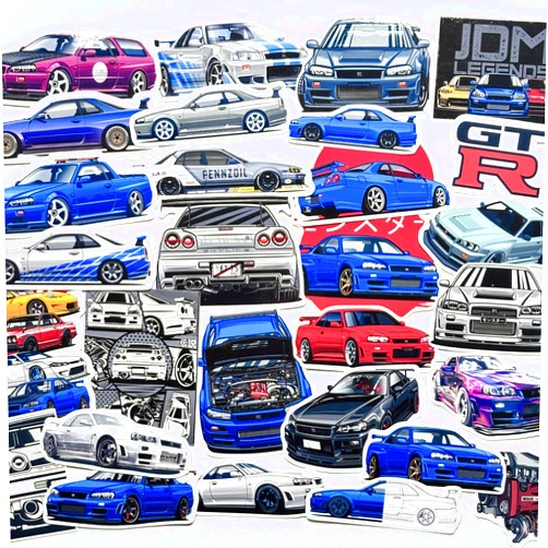 Funfactordesign Classic Japanese JDM Supercar Skyline GTR34 BNR34 Vinyl Stickers JDM Legend Sport Car