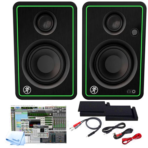Mackie CR5-X BT Five-Inch Creative Reference Multimedia Bluetooth Monitors Bundle with and Pro Cable Kit Featuring Pro Tools First DAW Music Editing Software + Isolation Pads