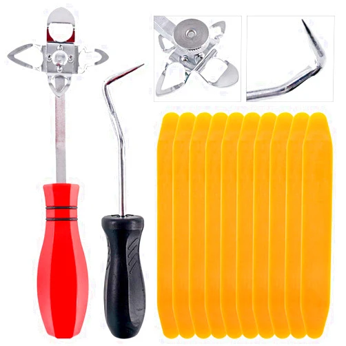 Rustark 12 Piece Windshield Installation Tools kit, 10 Piece Stick Setting Tool, 1 Piece Offset Windshield Installing Tool, 1 Piece Cotter Pin Puller for Installing Windshield Gaskets, Trim and Strips