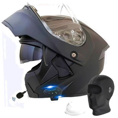 IDCOINE Bluetooth Motorcycle Helmet,Modular Motorcycle Helmet with Bluetooth,DOT Approved Dual Visor Full Face Flip up Bluetooth Integrated Motorcycle Helmets for Adults Men Women