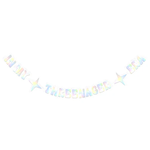 BOMXOI In My Threenager Era banner, In My Birthday Era Banner for Birthday Party Decorations, 3rd Birthday Party Decoration Supplies Holographic Glitter