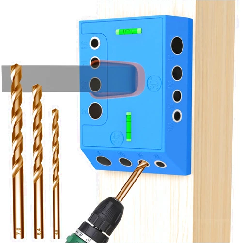 CKE Upgraded Drill Guide 30 45 90 Degree Angle Drill Hole Guide Jig with 3 Drill Bits for Angled Straight Hole, Installation for Cable Railing Deck Stair Railing Lag Screw Kit Cable Wood Post DG02