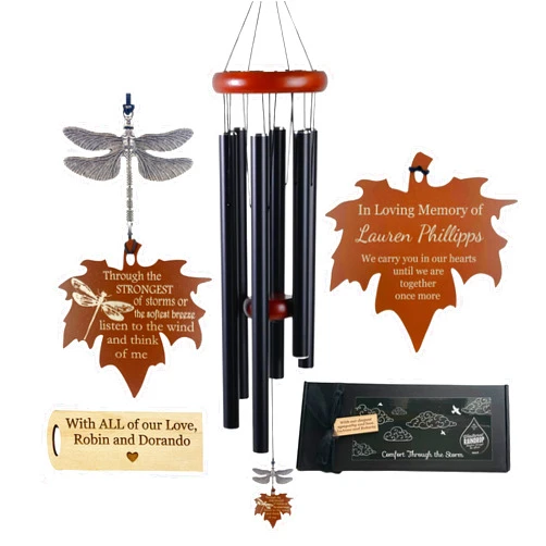 Weathered Raindrop Personalized Memorial Wind Chimes Dragonfly Sympathy Memorial Gifts For Loss Of Father Memorial Gifts For Loss of Mother Remembrance Windchimes Loss Of A Loved One, Memory Bereavement & Funeral Gift