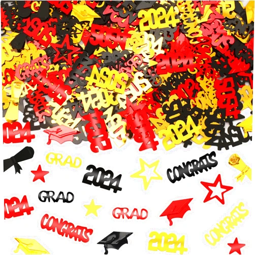 MARFOREVER Graduation Confetti 2024, Black Gold Red Class of 2024 Party Decorations Graduation Table Confetti for 2024 Graduation Theme Events Supplies Congrats Grad 2024 Graduation Party Decor