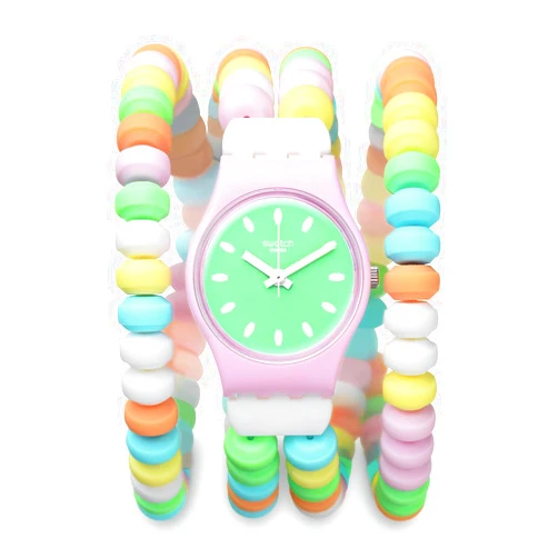 Swatch Women Dress Pink Watch Plastic Quartz Caramellissima L