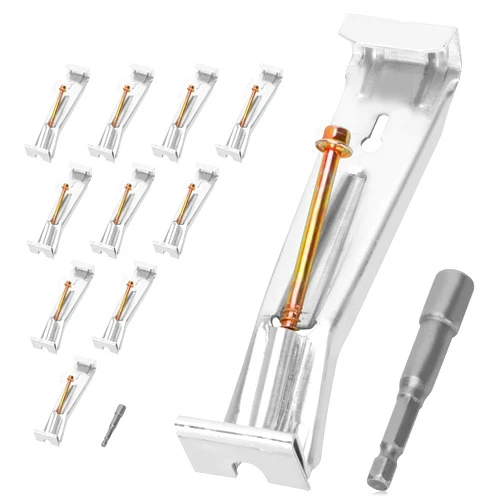 Dgavxa 10 Pcs 5 Inch Gutter Hangers with a Pre-Inserted Rust Resistant Screw,Quick Screw Gutter Clips Hidden Gutter Bracket Come with 1/4’’ Hex Drill Bit,Clip for 5