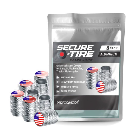Performore 8 pcs Tire Valve Caps - American Flag Valve Stem Caps - Bike Stem Cap - Tire Valve Cover for Cars, SUVs, Bikes, Bicycles, and Motorcycles