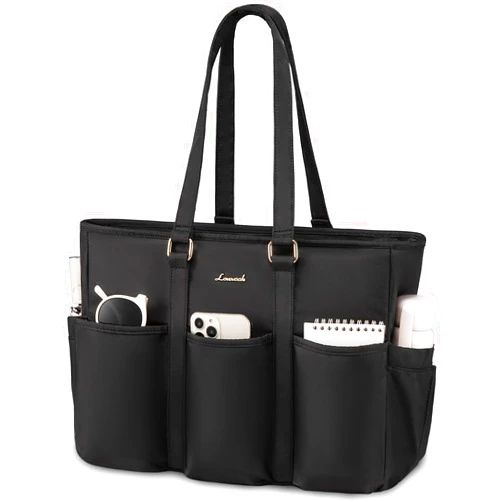 LOVEVOOK Laptop Tote Bag for Women Work, Teacher Tote Bag Nurse Bag, Utility Bag For Work/Travel/College/Daily, Professional Computer Bag Large Purse Handbag With Multi Pockets & Top Zipper