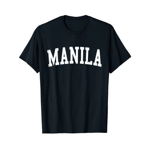 Vintage Manila Philippines Varsity Text Apparel Vintage Manila Philippines Distressed White Varsity T-Shirt